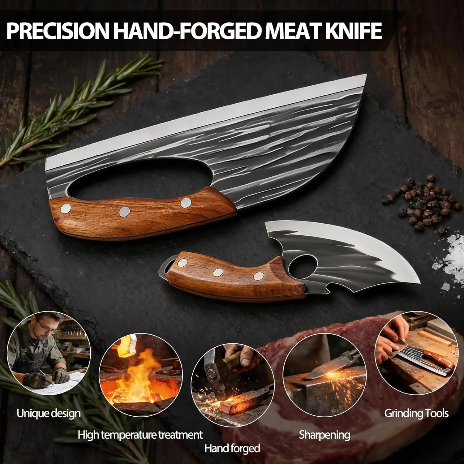 Easy-Use Free Hand-Forged Kitchen Knife Set for Daily Kitchen Tasks