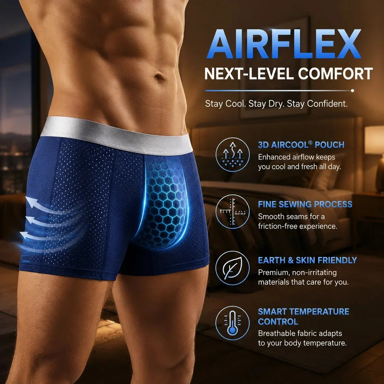 Men’s Leakproof Ice-Silk Mesh Boxer Briefs