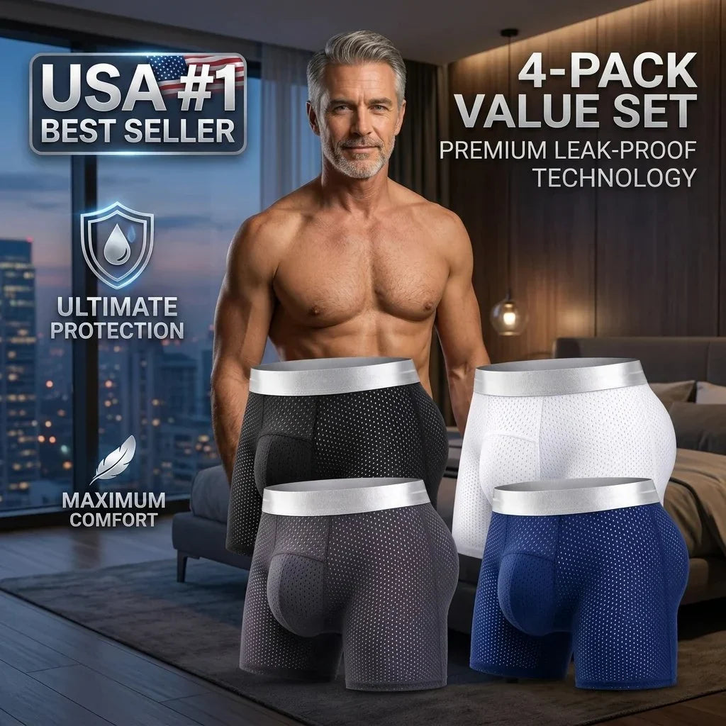 Men’s Leakproof Ice-Silk Mesh Boxer Briefs