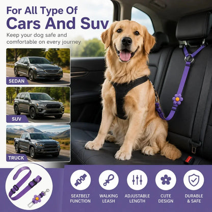Vehicle-Ready 2-in-1 Dog Car Seat Belt & Walking Leash for Garage Use