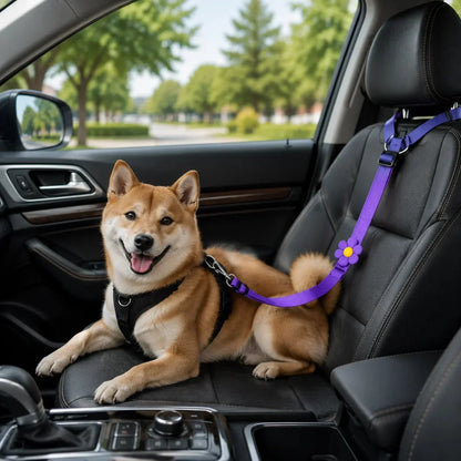 Vehicle-Ready 2-in-1 Dog Car Seat Belt & Walking Leash for Garage Use