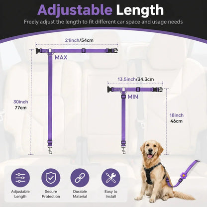 Vehicle-Ready 2-in-1 Dog Car Seat Belt & Walking Leash for Garage Use