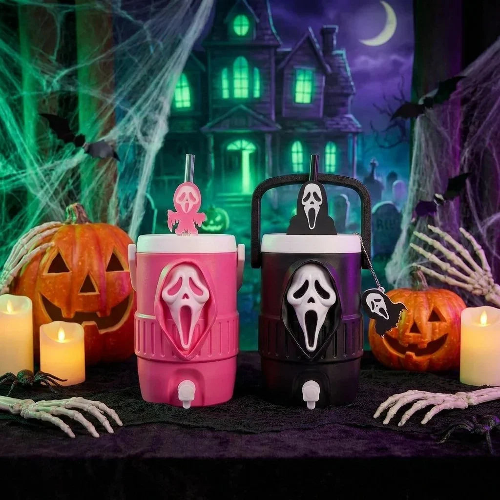 Purpose-Built 3D Scream Ghost Face Portable Handle Tumbler – Gothic