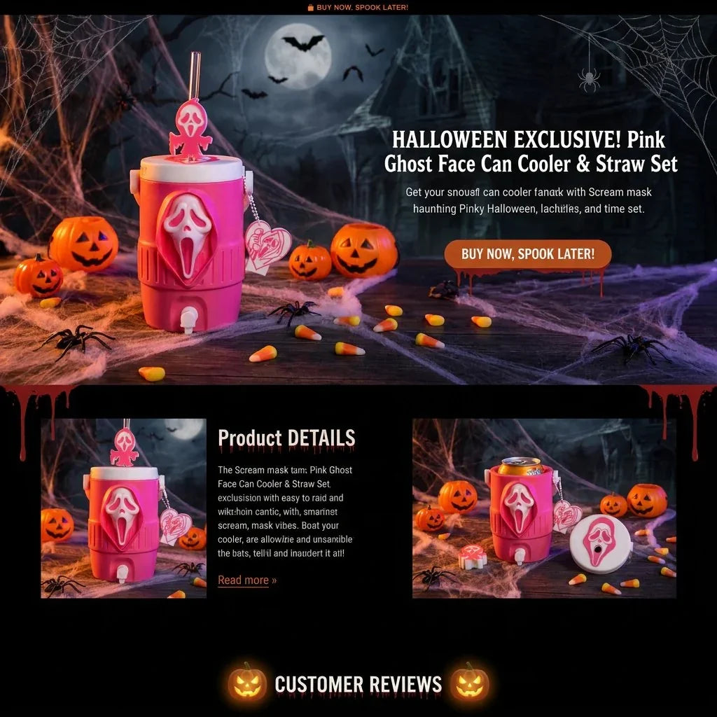 Purpose-Built 3D Scream Ghost Face Portable Handle Tumbler – Gothic