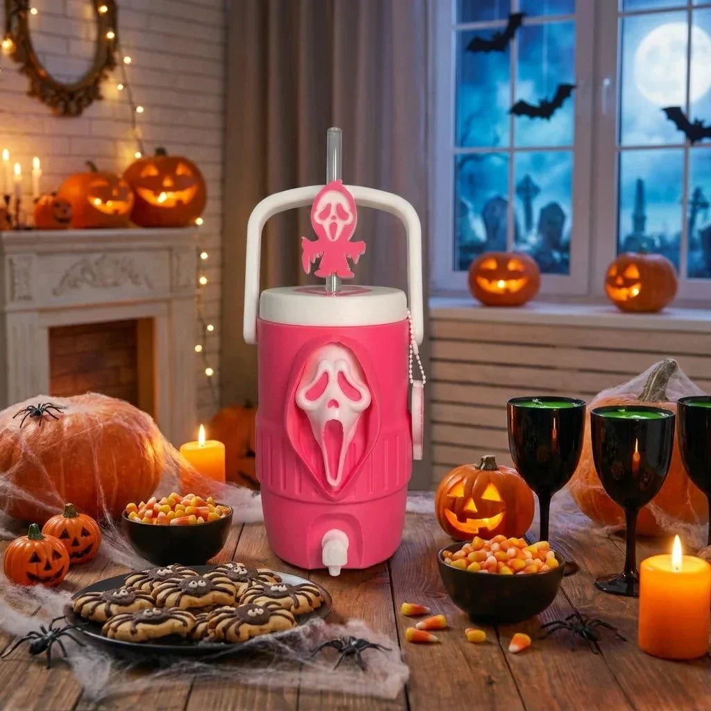 Purpose-Built 3D Scream Ghost Face Portable Handle Tumbler – Gothic