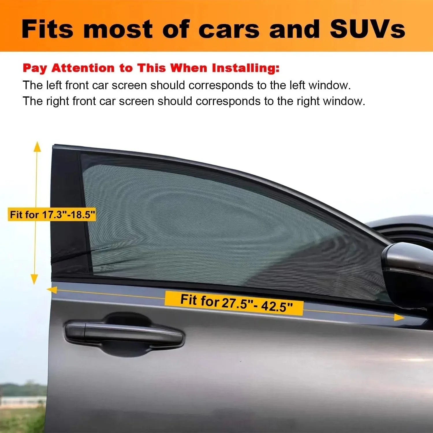 Vehicle-Ready Car Anti‐Mosquito Screen/Net, 4 Pack Car Sunshade