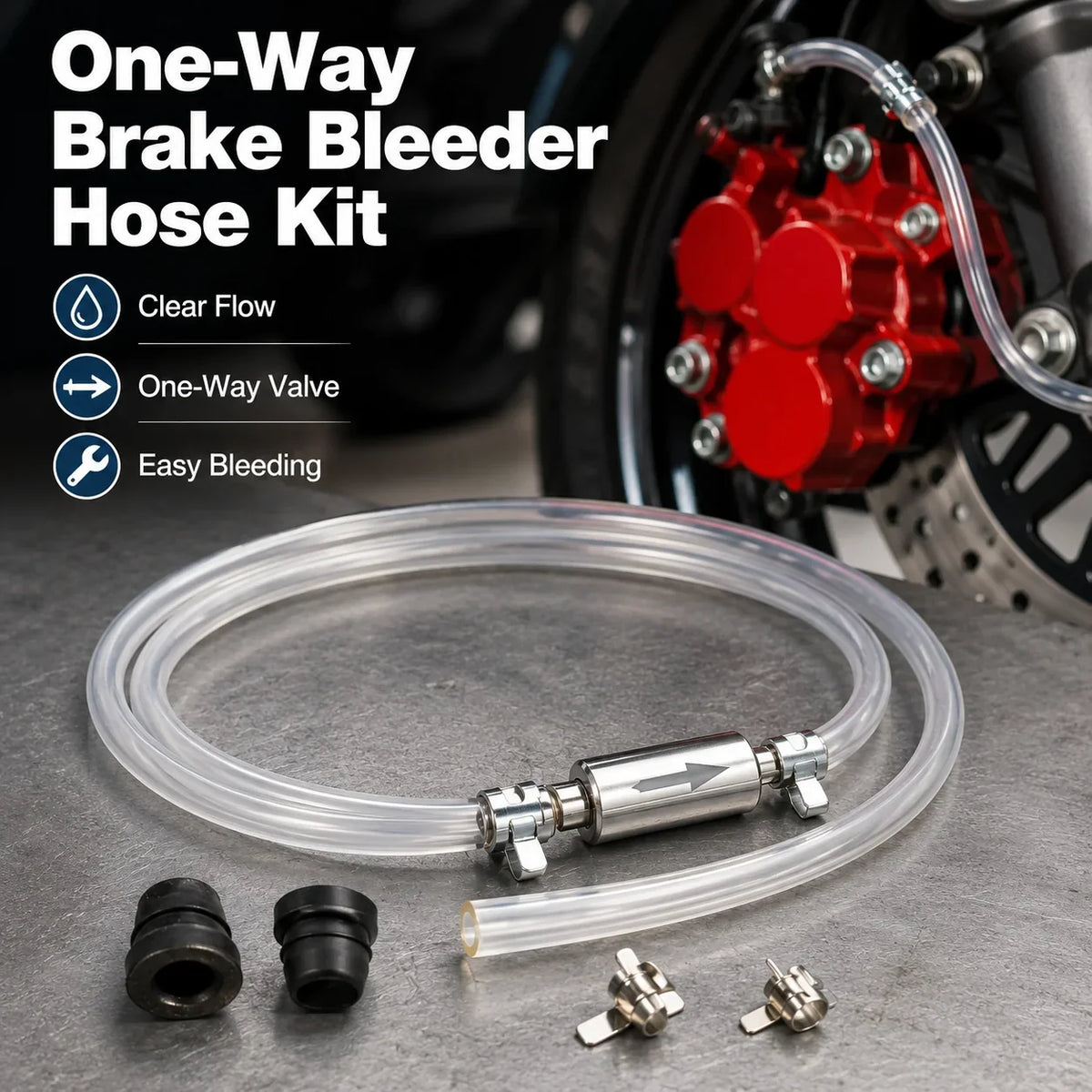 Vehicle-Ready Car Brake Bleeder Hose Kit with One Way Check