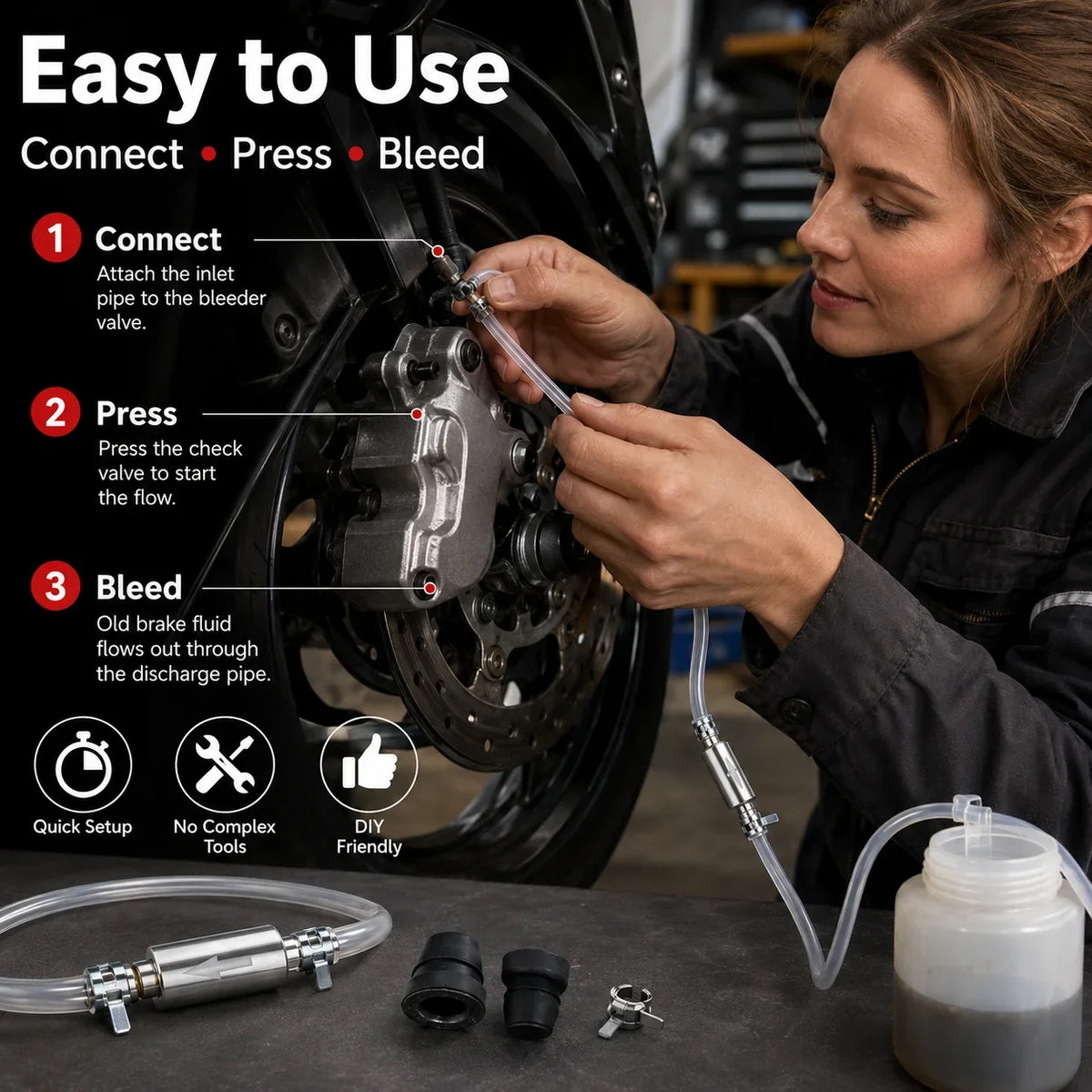 Vehicle-Ready Car Brake Bleeder Hose Kit with One Way Check