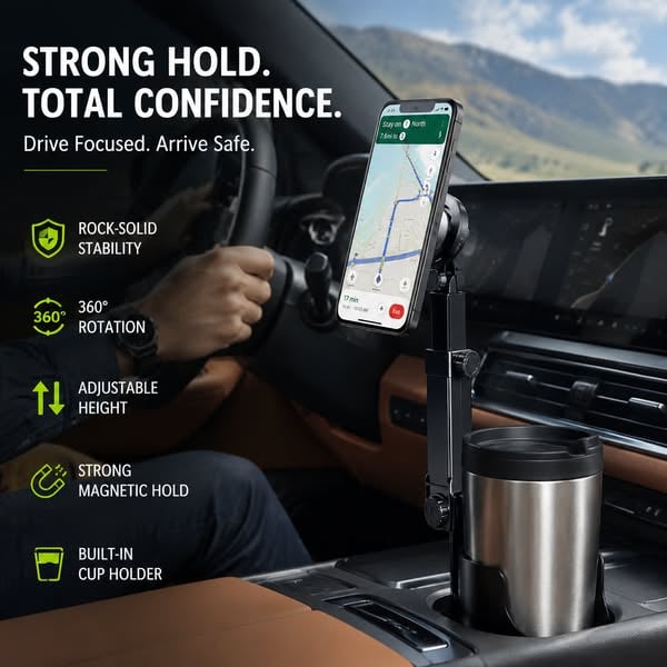Vehicle-Ready New ArrivalHOT SALECar Cup Holder Phone Mount – 360°