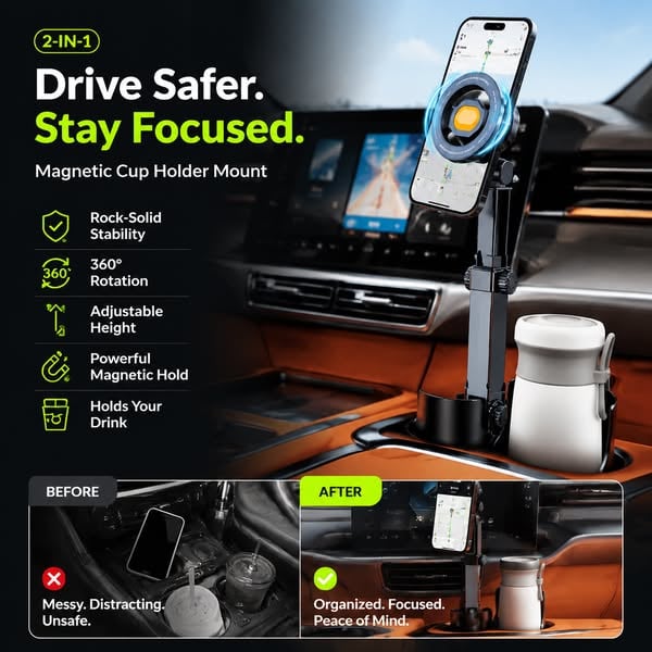 Vehicle-Ready New ArrivalHOT SALECar Cup Holder Phone Mount – 360°