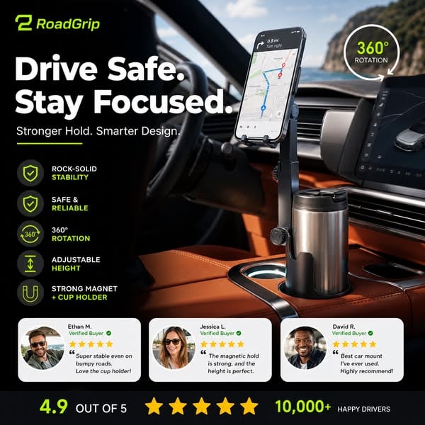 Vehicle-Ready New ArrivalHOT SALECar Cup Holder Phone Mount – 360°