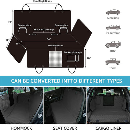 Pet Car Hammock — Waterproof & Scratch-Proof Rear Seat Cover for Dogs
