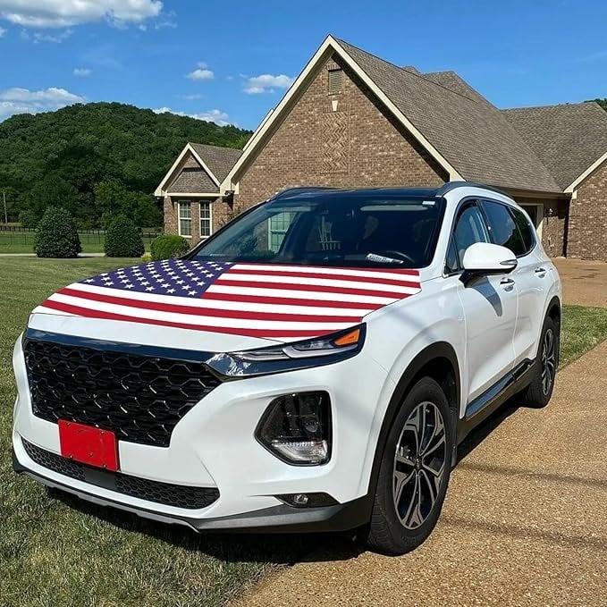 Vehicle-Ready 4th Of July 65K+American Car Hood FlagNo Glue No Tools