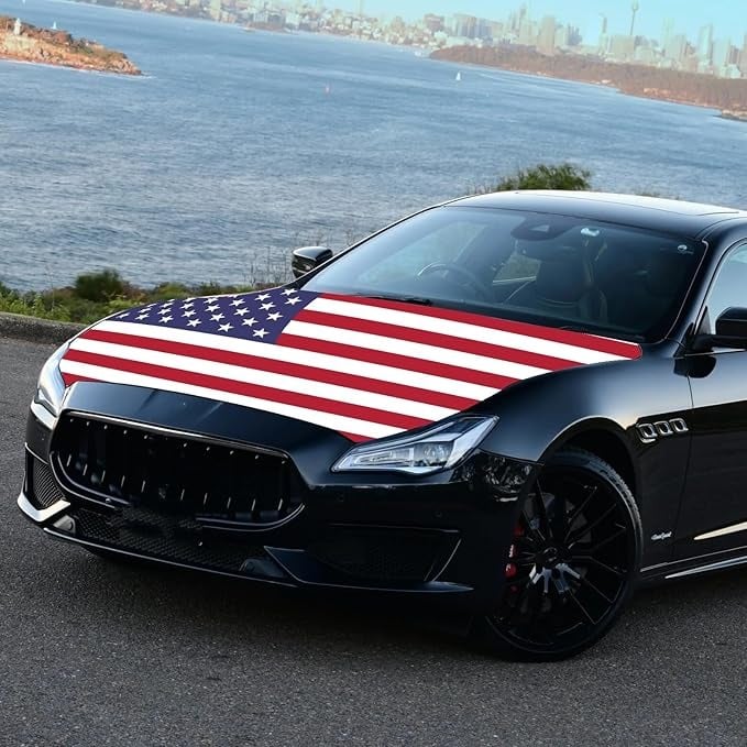 Vehicle-Ready 4th Of July 65K+American Car Hood FlagNo Glue No Tools