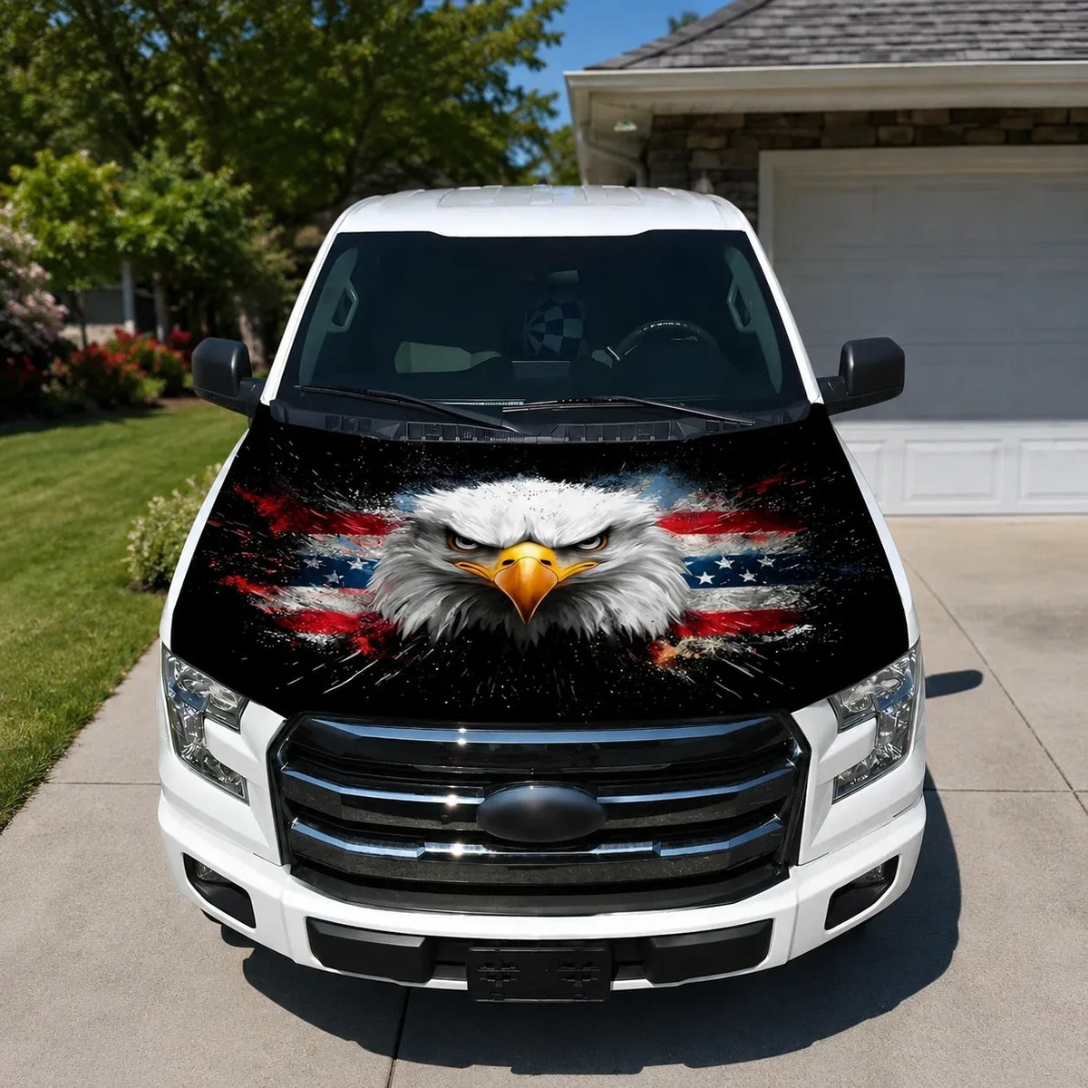 Vehicle-Ready 4th Of July 65K+American Car Hood FlagNo Glue No Tools
