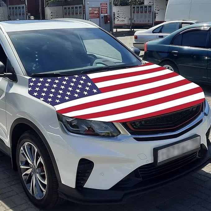 Vehicle-Ready 4th Of July 65K+American Car Hood FlagNo Glue No Tools
