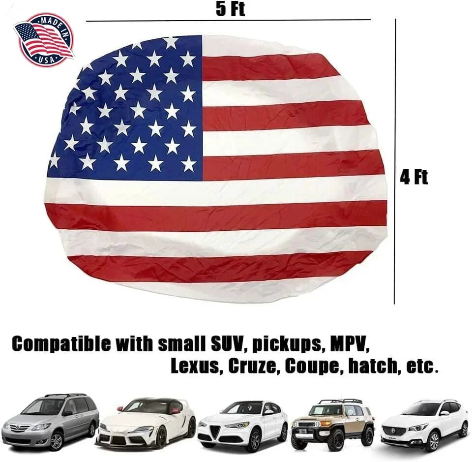 Vehicle-Ready 4th Of July 65K+American Car Hood FlagNo Glue No Tools