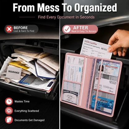 Vehicle-Ready Car Registration & Insurance Document Holder – PU