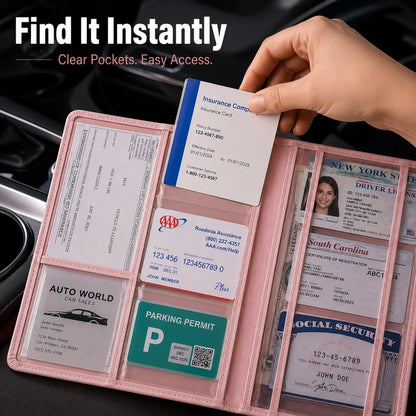 Vehicle-Ready Car Registration & Insurance Document Holder – PU