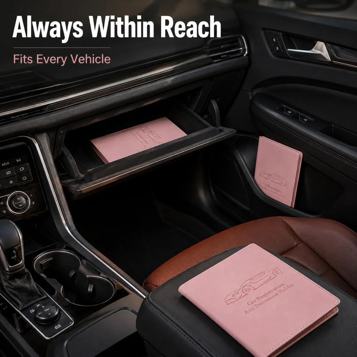 Vehicle-Ready Car Registration & Insurance Document Holder – PU