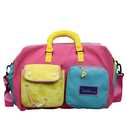 Space-Saving Casual Color Block Overnight Bag for Organized Storage