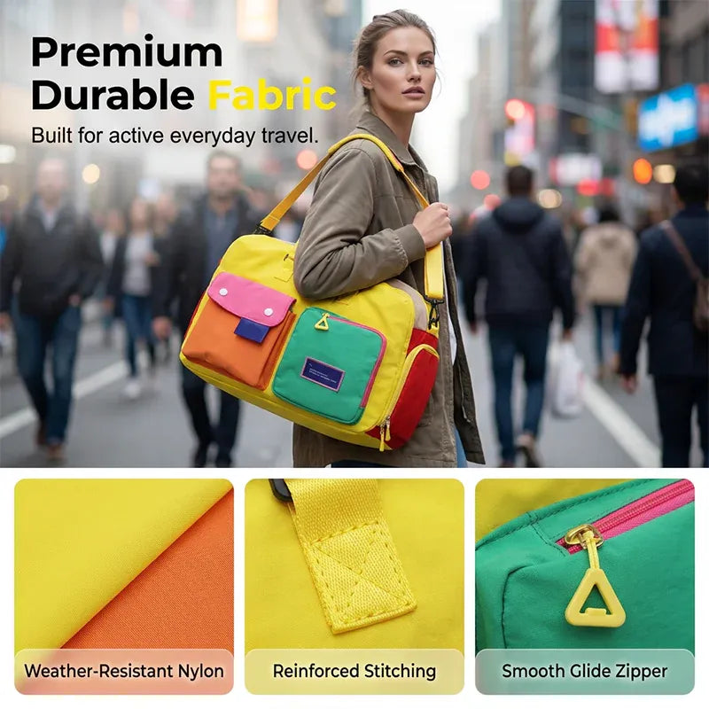 Space-Saving Casual Color Block Overnight Bag for Organized Storage
