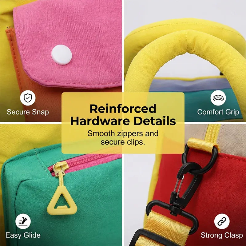 Space-Saving Casual Color Block Overnight Bag for Organized Storage