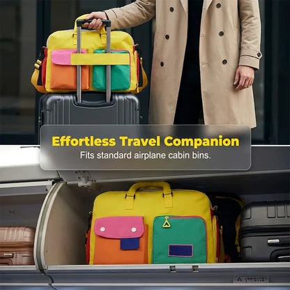 Space-Saving Casual Color Block Overnight Bag for Organized Storage