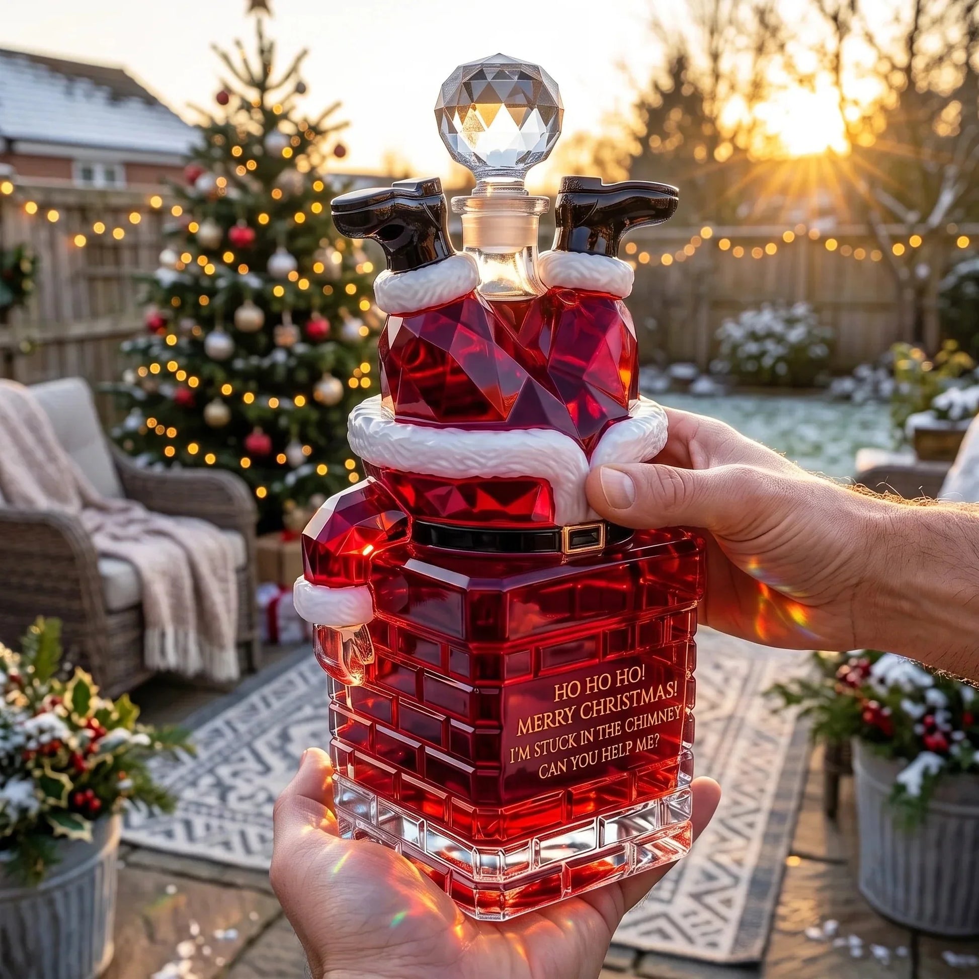 Santa-in-the-Chimney Novelty Whiskey Bottle