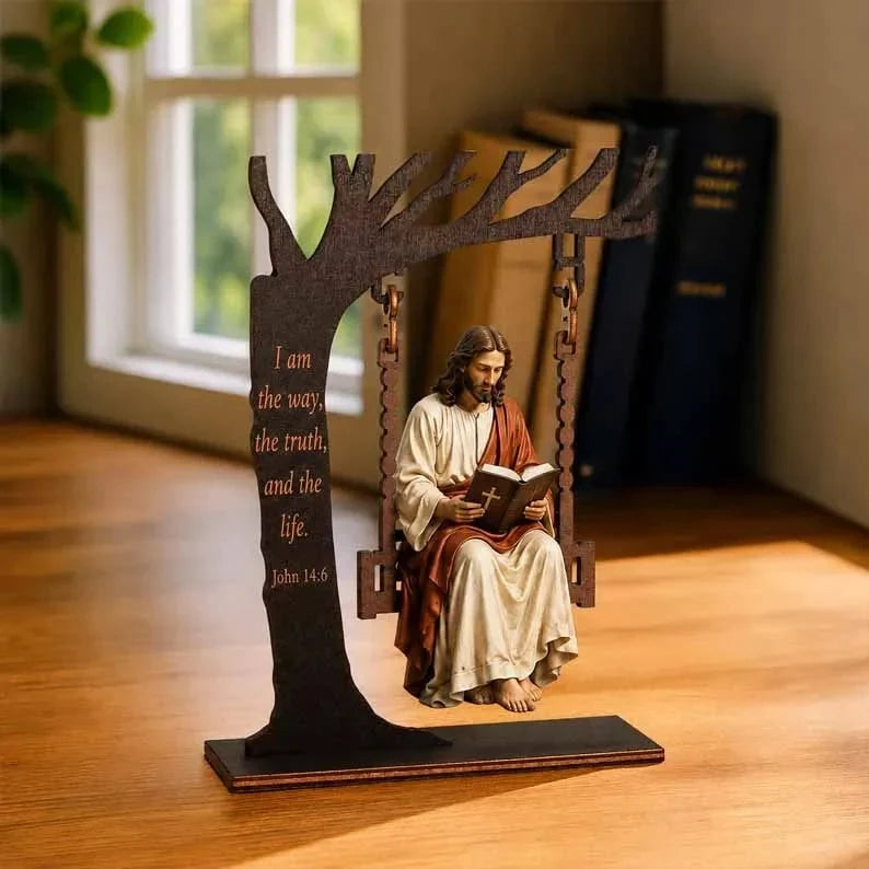 Purpose-Built Jesus Swing Ornament – John 14:6 Faith Table Decor