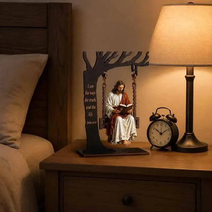 Purpose-Built Jesus Swing Ornament – John 14:6 Faith Table Decor