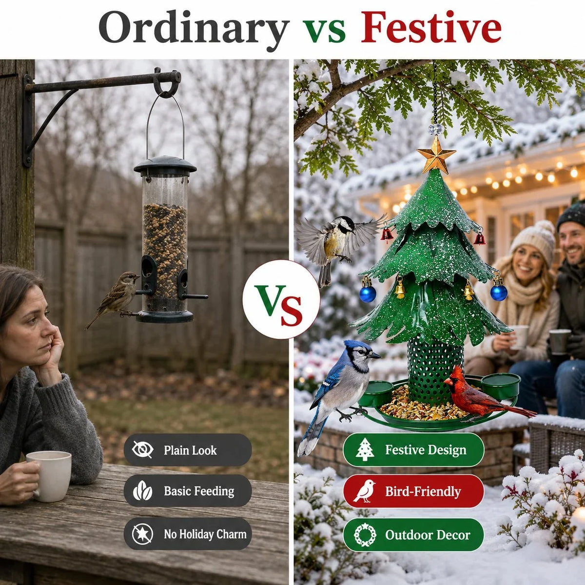 Purpose-Built Tree Bird Feeder Festive Backyard Holiday