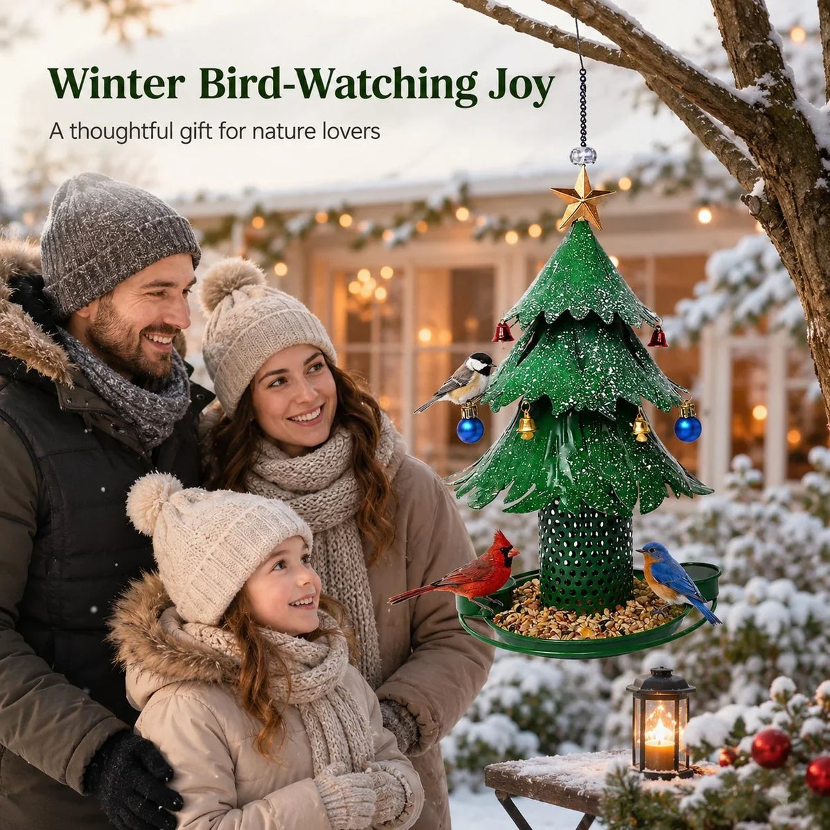 Purpose-Built Tree Bird Feeder Festive Backyard Holiday