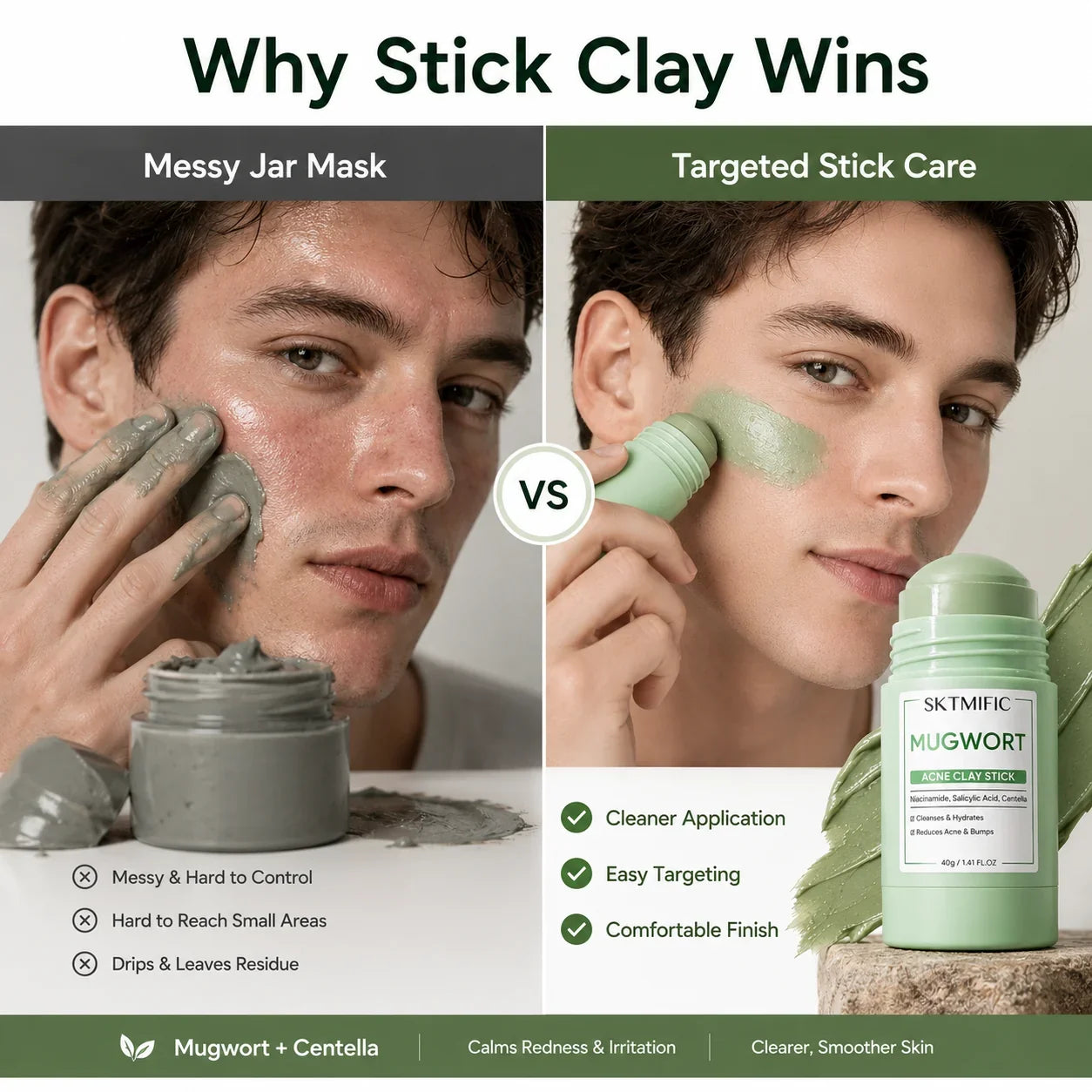 Purpose-Built Clay Mask Stick Series – 3 Clay Mask Sticks Targeting