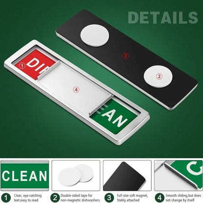 Sliding Clean-Dirty Dishwasher Magnet with Adhesive Backing