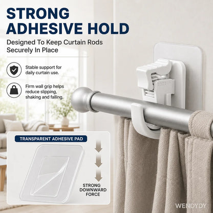 Space-Saving Nail- Adjustable Curtain Rod Hooks for Organized Storage