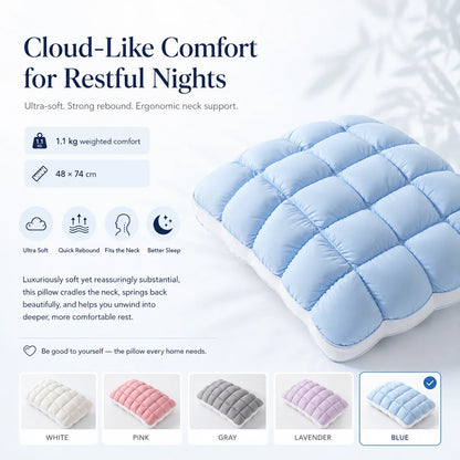 Purpose-Built Cloud-Like Weighted Comfort Pillow – Soft Neck