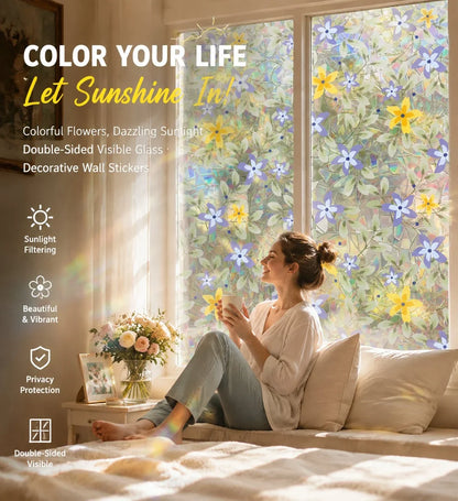 Decorative Colorful flowers, dazzling sunlight, double-sided visible
