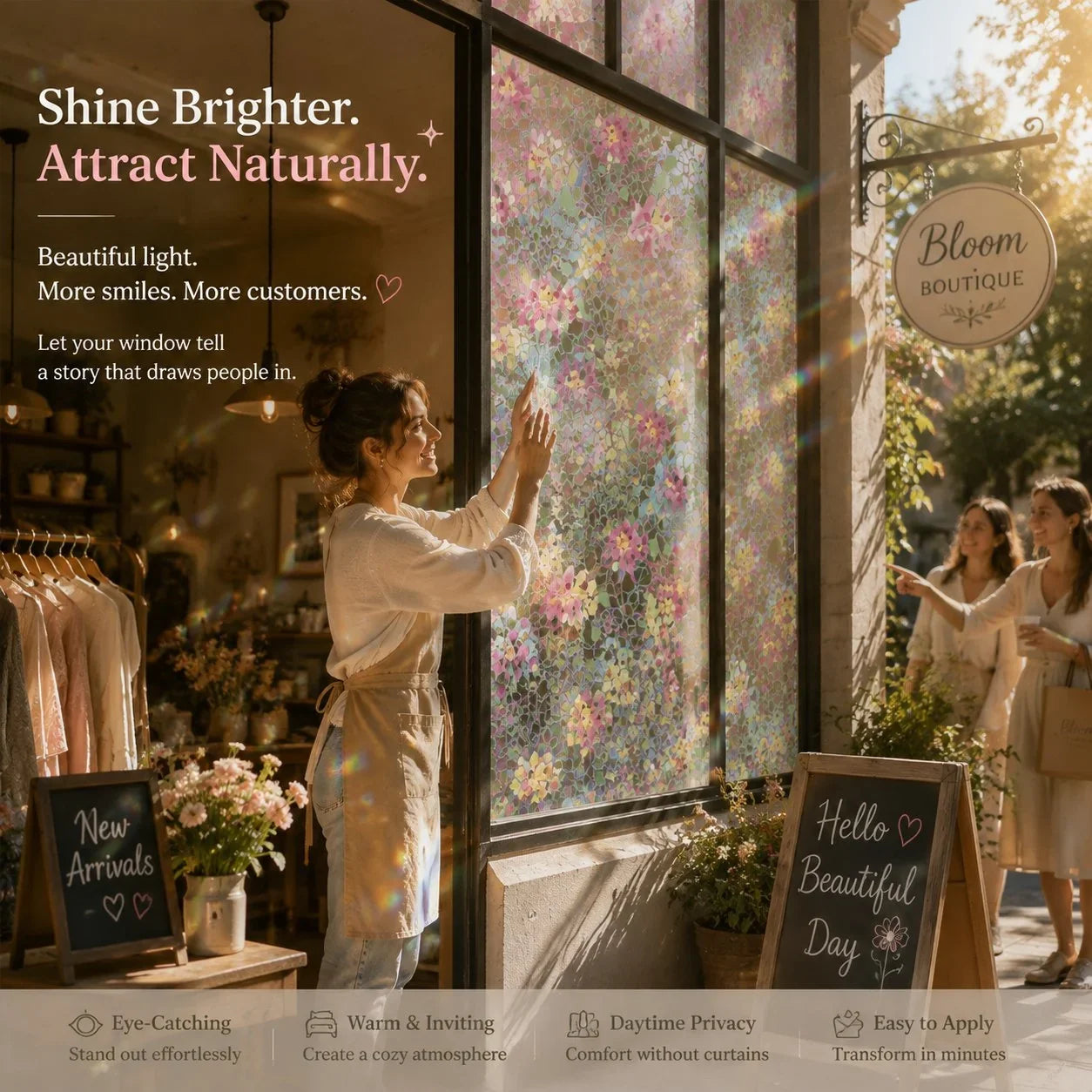 Decorative Colorful flowers, dazzling sunlight, double-sided visible