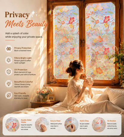 Decorative Colorful flowers, dazzling sunlight, double-sided visible