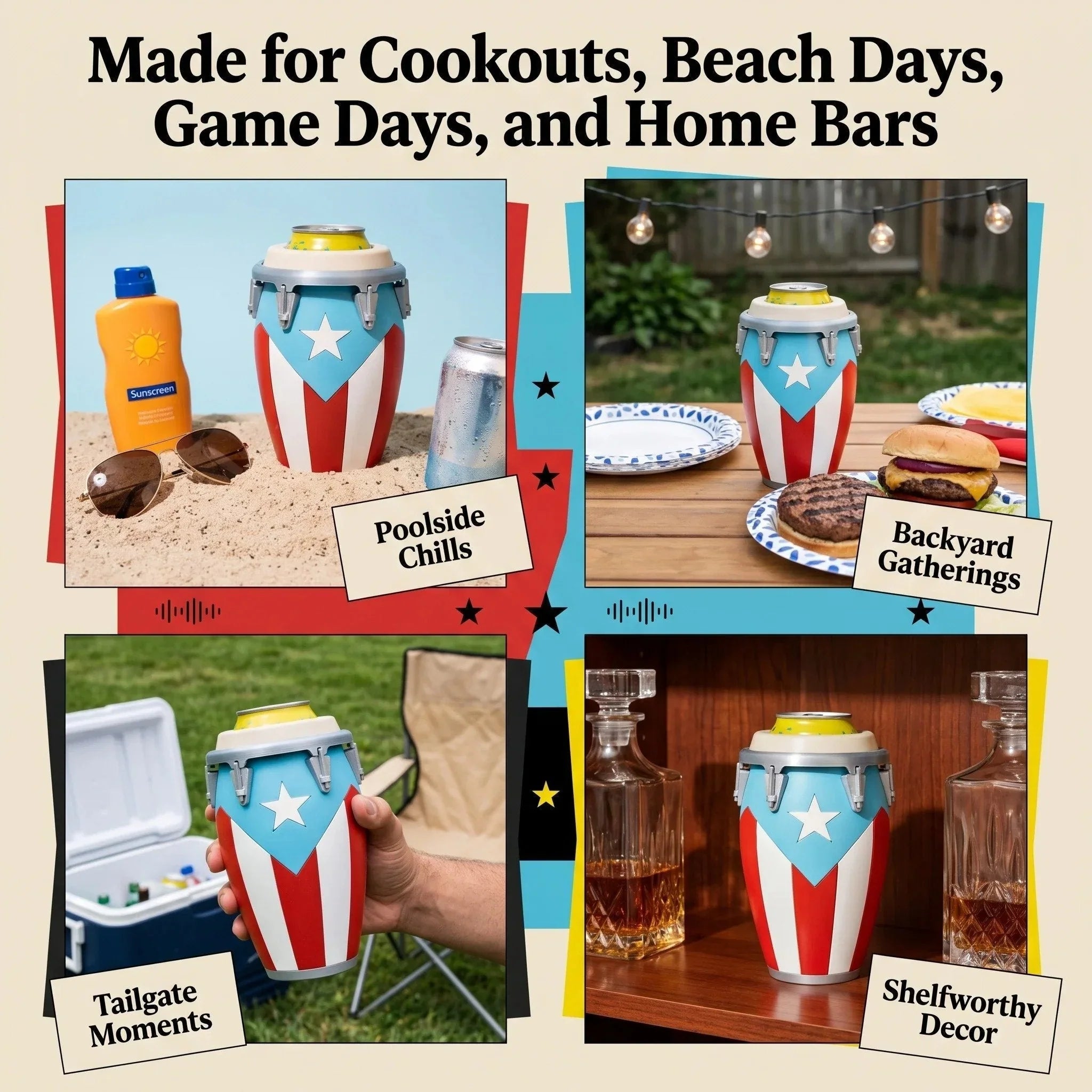 Vehicle-Ready Conga-Style Can Holder – Celebrate Caribbean Pride, One