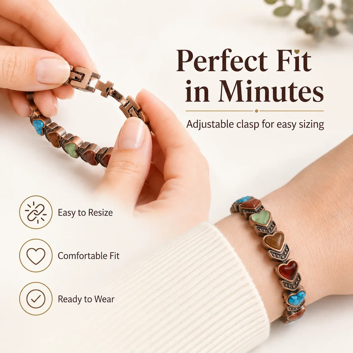 Distinctive Copper Bracelet for Women, Pure Copper Magnetic