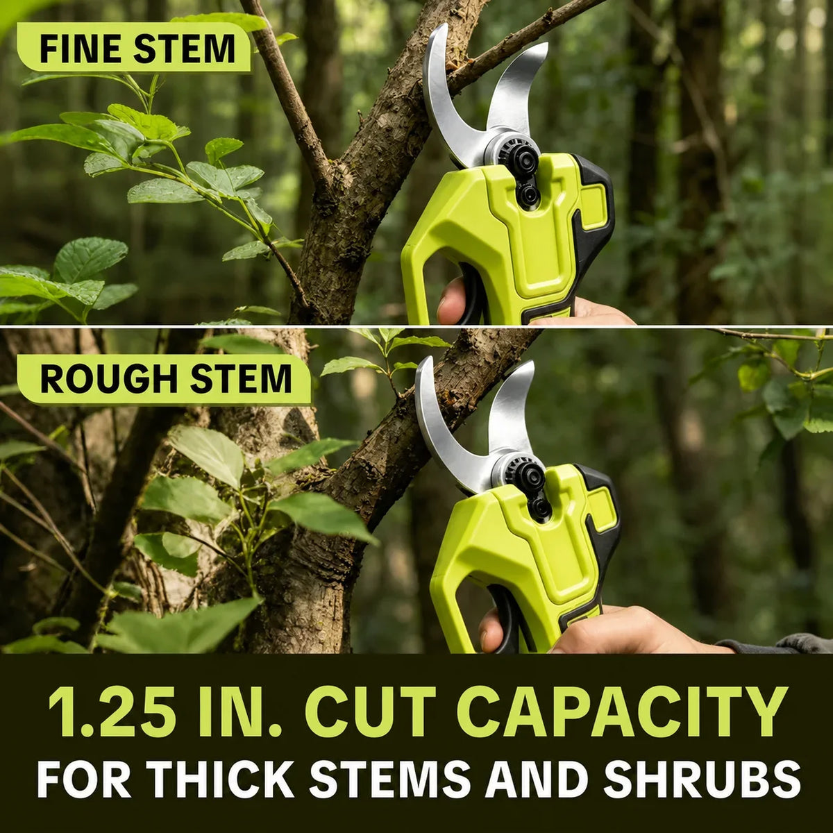 Distinctive Cordless Electric Pruning Shears – 1.25" Cutting