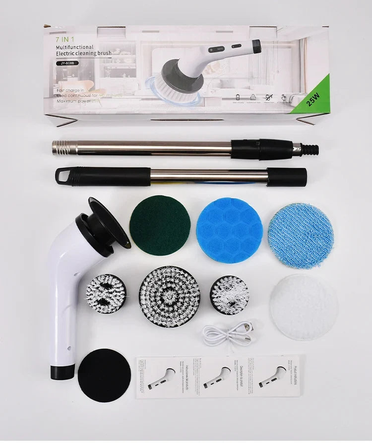 Easy-Care Cordless Electric Spin Scrubber with 9 Brush