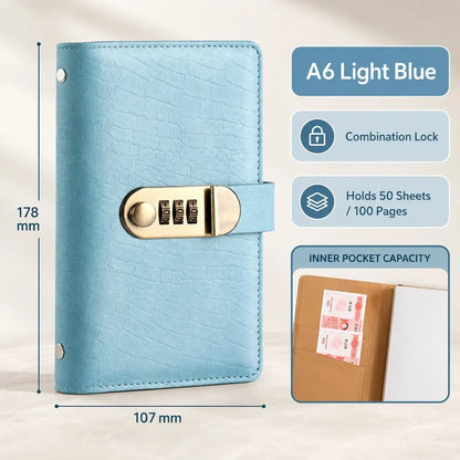 Space-Saving A6 Savings Notebook with Lock - Budget Planner &