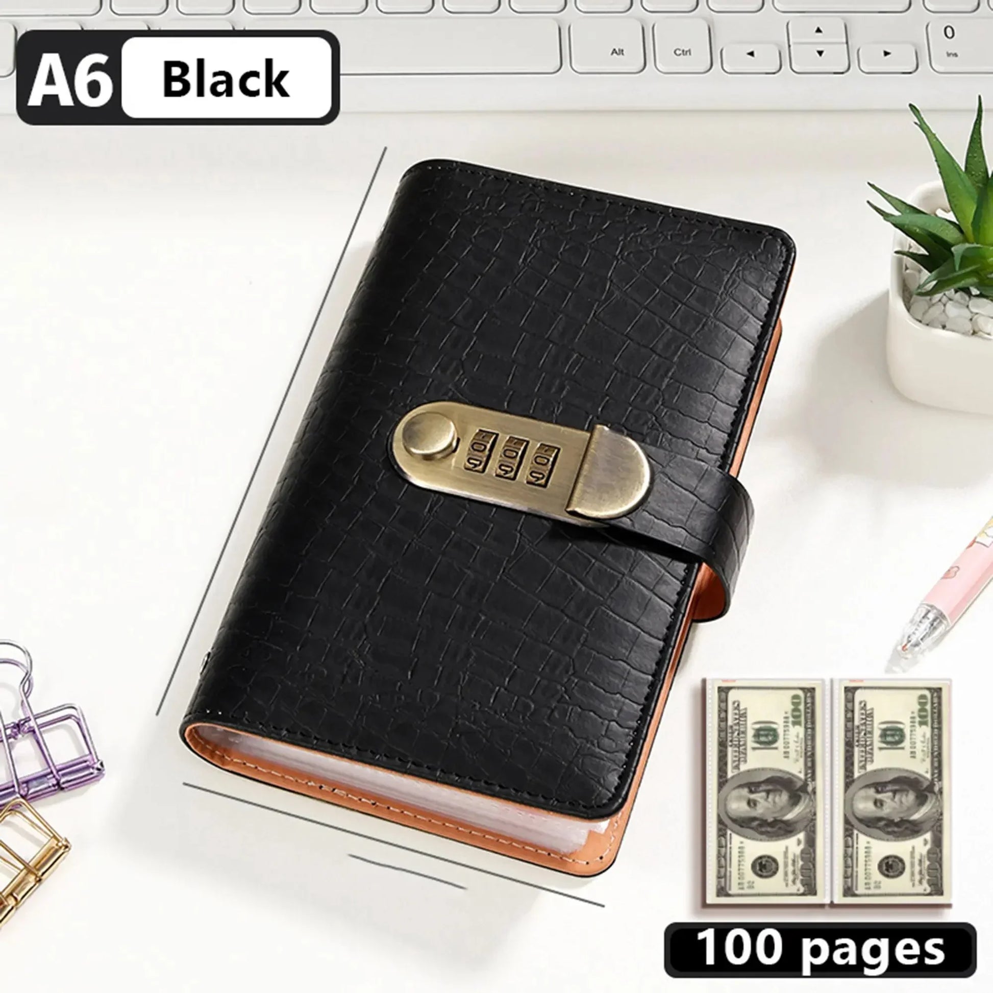 Space-Saving A6 Savings Notebook with Lock - Budget Planner &