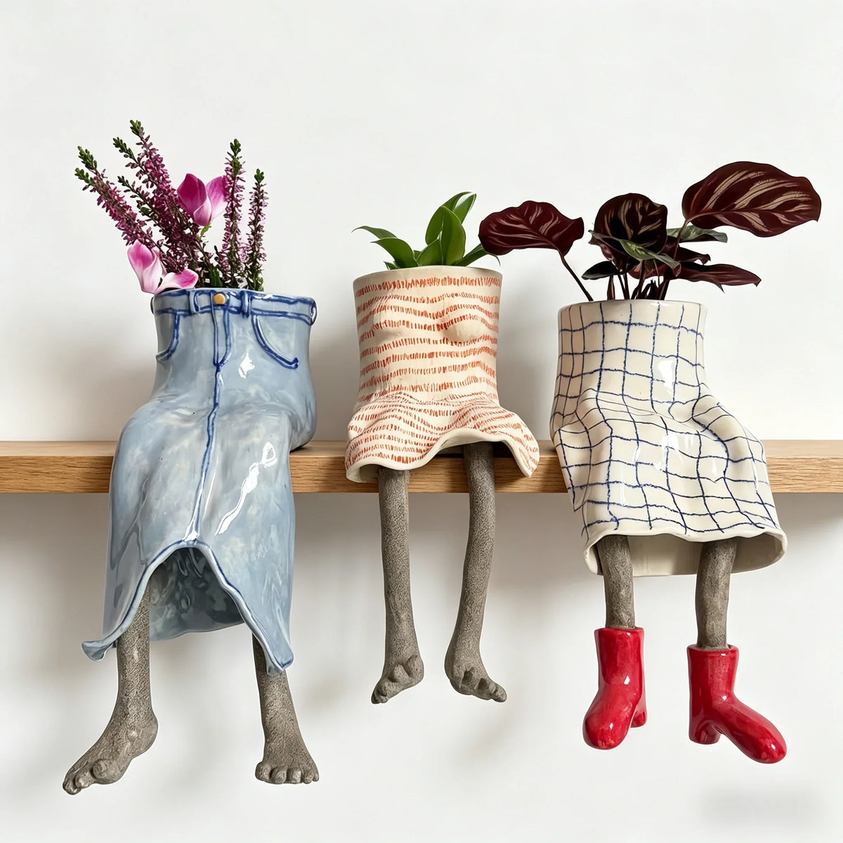 Outdoor Creative Sitting Planter Collection for Garden Display