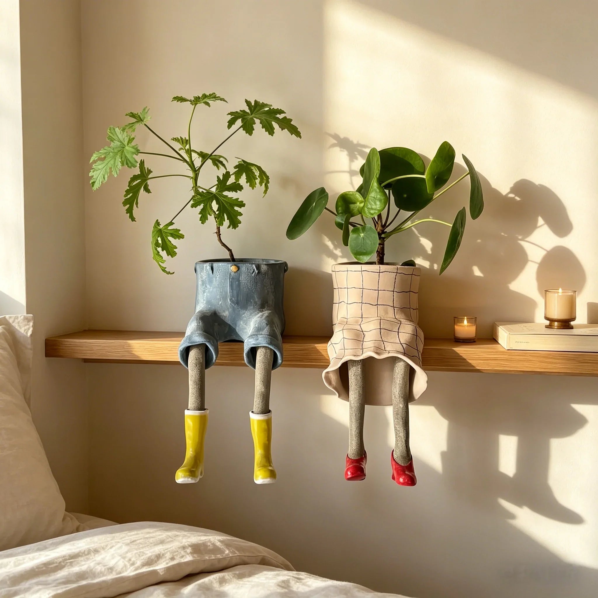 Outdoor Creative Sitting Planter Collection for Garden Display