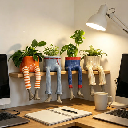 Outdoor Creative Sitting Planter Collection for Garden Display