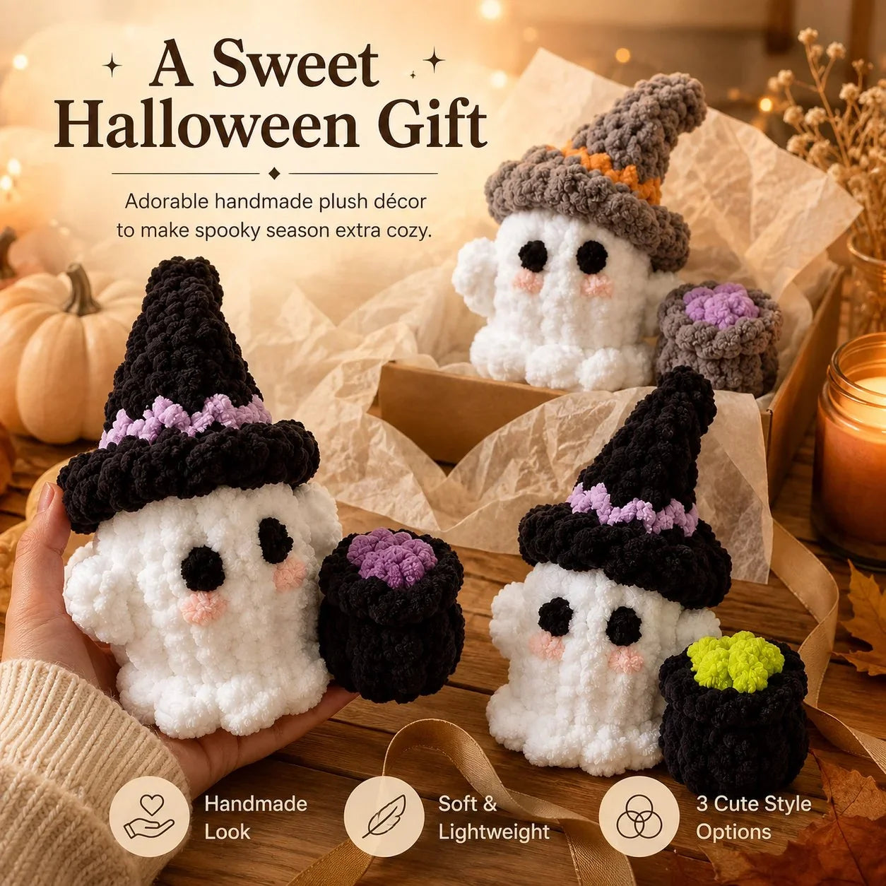Purpose-Built Crochet Witch Ghost Decor – Cute, Cozy &